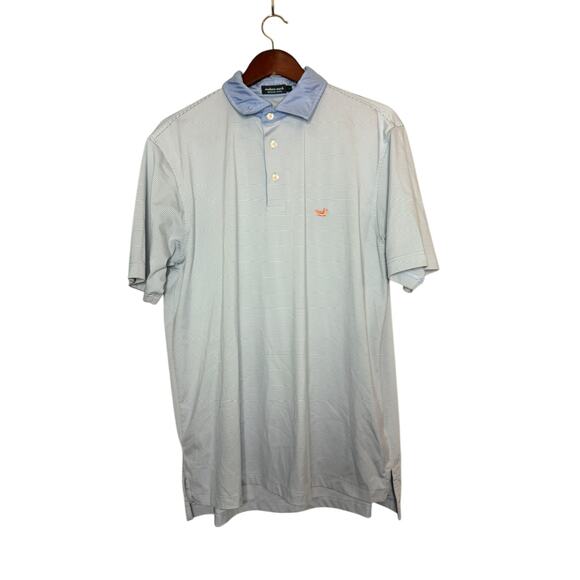 Men's Southern Marsh Light Blue Striped Albany Flats Polo Size Medium RN 126742 - Picture 1 of 3